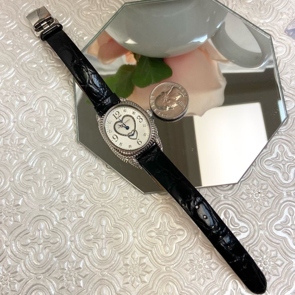 Judith Ripka Sterling Silver Heart Motif MOP Dial Ladies Dress Watch - Picture 9 of 16